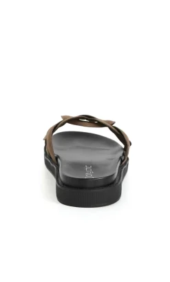 WIDE FIT Star Weave Slide - chocolate