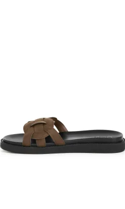 WIDE FIT Star Weave Slide - chocolate