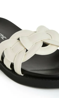 WIDE FIT Star Weave Slide - cream