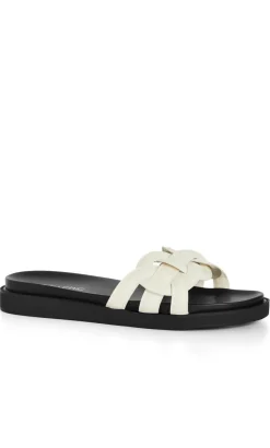 WIDE FIT Star Weave Slide - cream