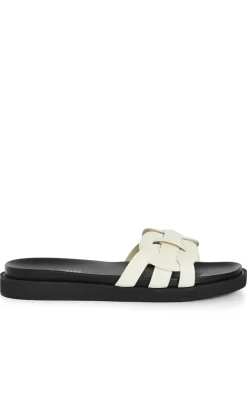 WIDE FIT Star Weave Slide - cream