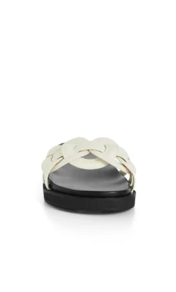 WIDE FIT Star Weave Slide - cream