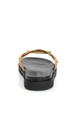 WIDE FIT Star Weave Slide - tan