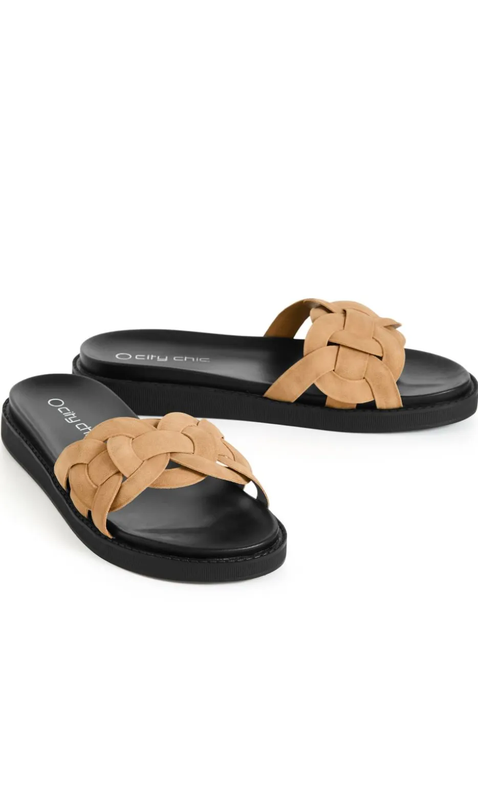 WIDE FIT Star Weave Slide - tan