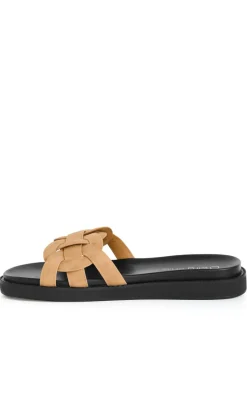 WIDE FIT Star Weave Slide - tan