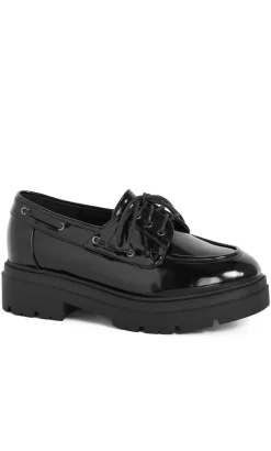 WIDE FIT Tatum Lace-Up Platform - black