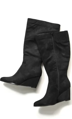 WIDE FIT Tia Long Boot - black