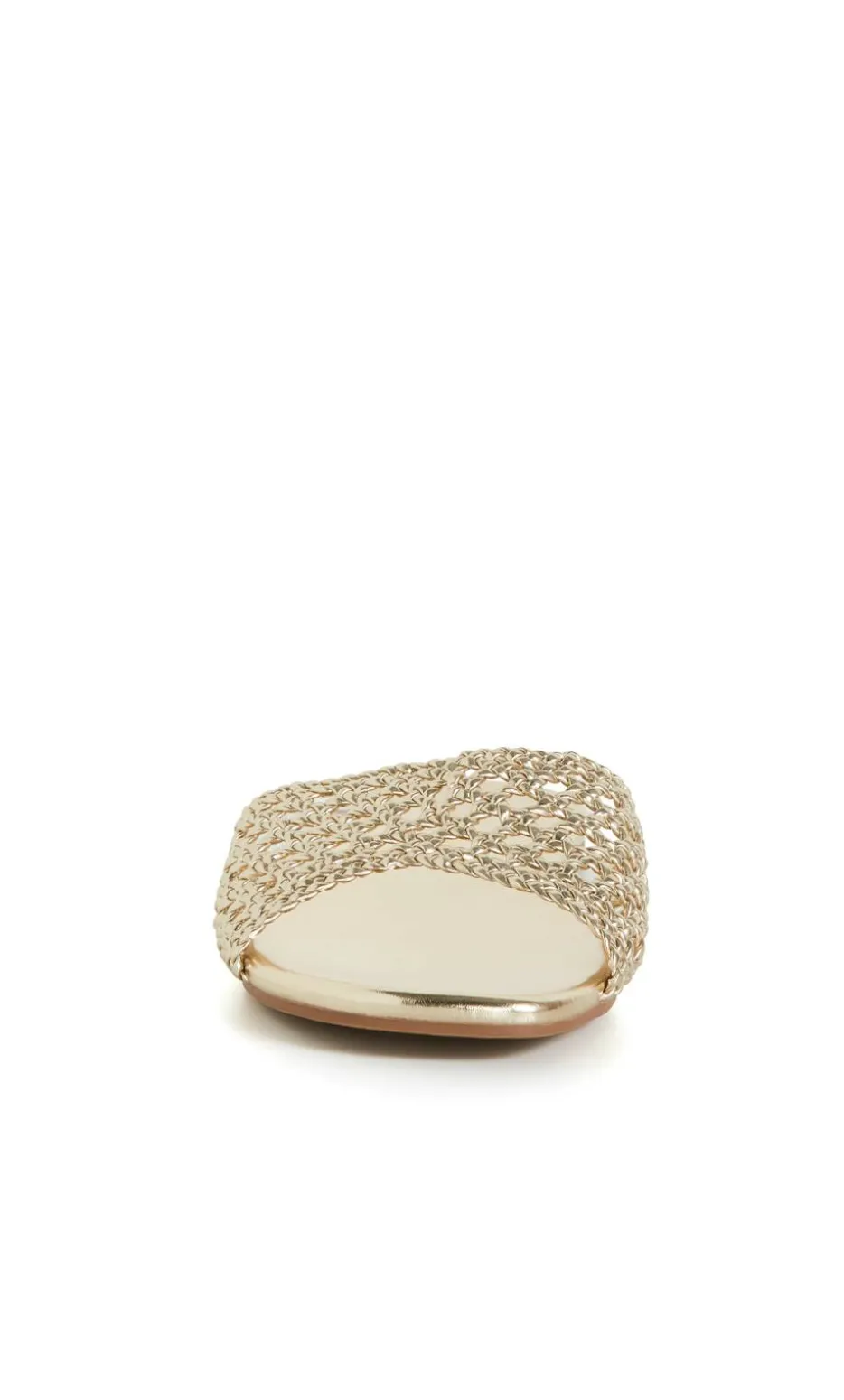 WIDE FIT Weave Flat Slide - gold