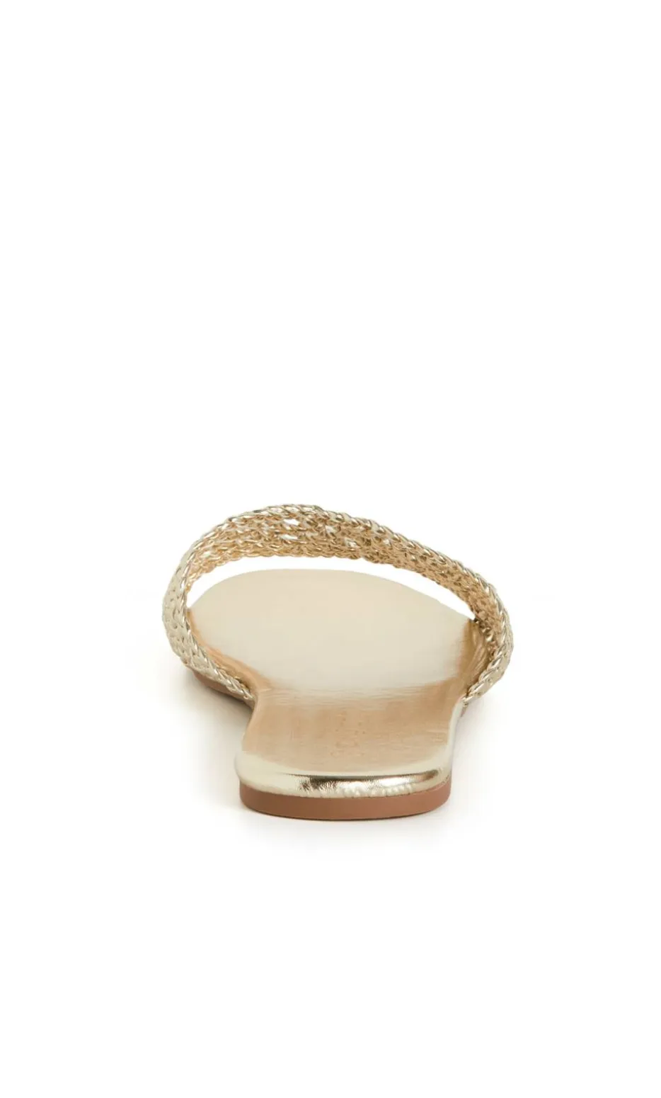 WIDE FIT Weave Flat Slide - gold