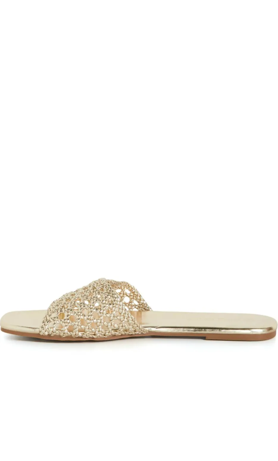 WIDE FIT Weave Flat Slide - gold