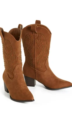 WIDE FIT Western Edge Boot - tan