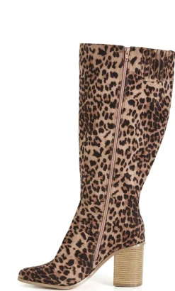 WIDE FIT Wild Leopard Boot - stone