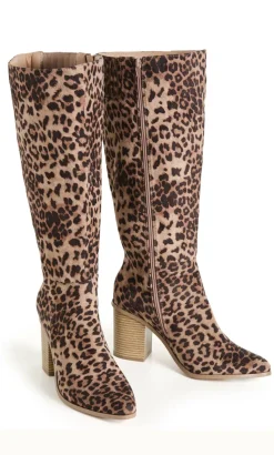 WIDE FIT Wild Leopard Boot - stone