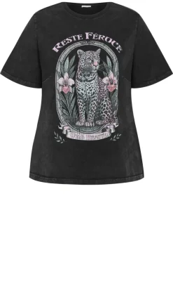 Wild Beauty Tee - black acid wash