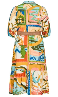 Wild Soul Print Shirt Dress - peach