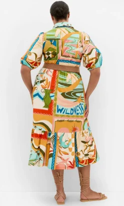 Wild Soul Print Shirt Dress - peach