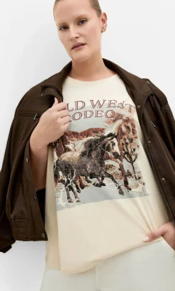 Wild West Oversized Cotton Tee - cream