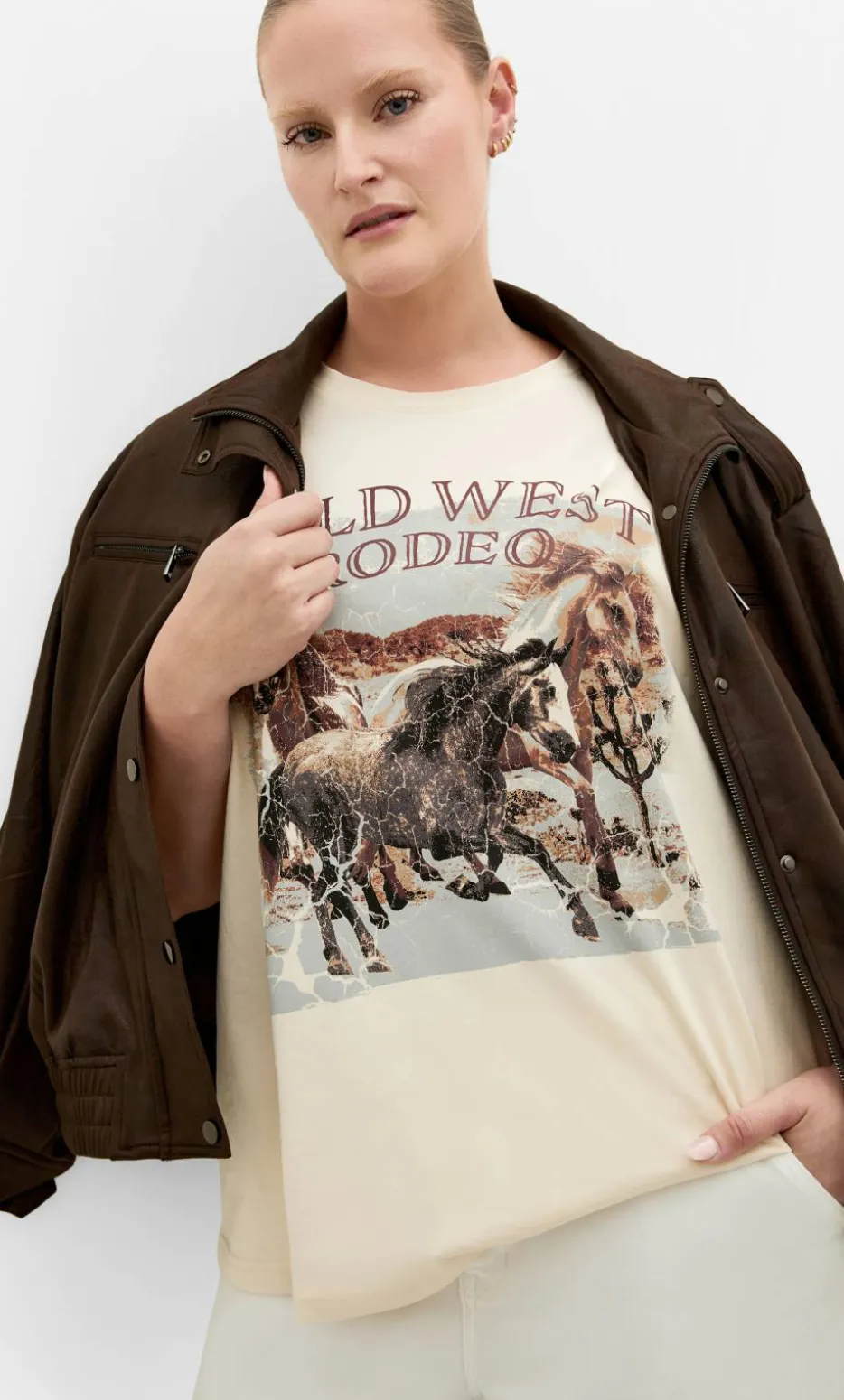 Wild West Oversized Cotton Tee - cream