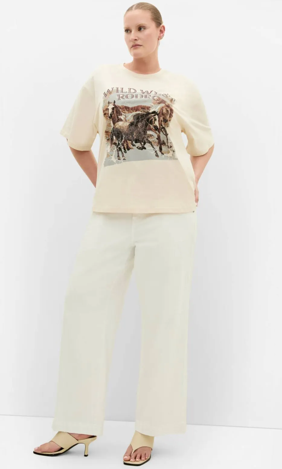 Wild West Oversized Cotton Tee - cream