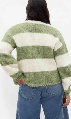 Willow Stripe Tie Cardigan - matcha