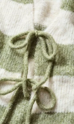 Willow Stripe Tie Cardigan - matcha
