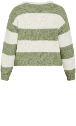 Willow Stripe Tie Cardigan - matcha