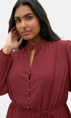Yasmine Long Sleeve Maxi Dress - burnt sienna