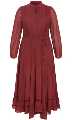 Yasmine Long Sleeve Maxi Dress - burnt sienna