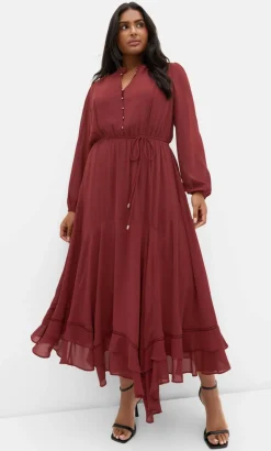 Yasmine Long Sleeve Maxi Dress - burnt sienna