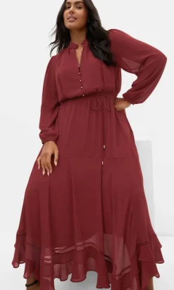 Yasmine Long Sleeve Maxi Dress - burnt sienna