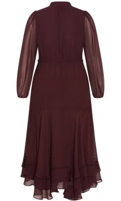 Yasmine Long Sleeve Maxi Dress - choc cherry