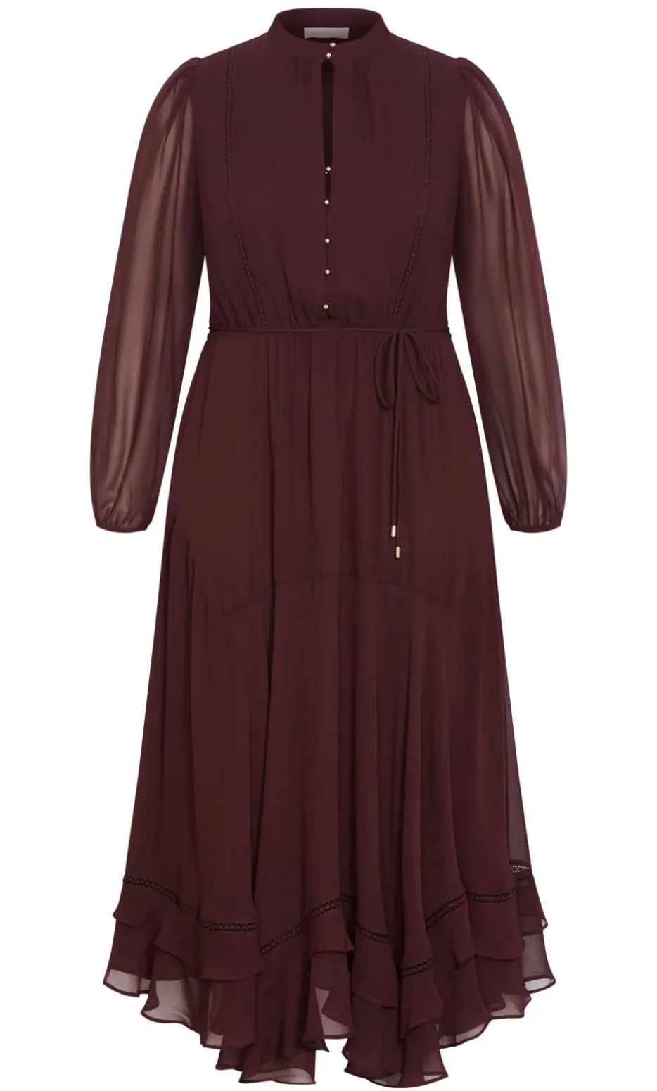 Yasmine Long Sleeve Maxi Dress - choc cherry