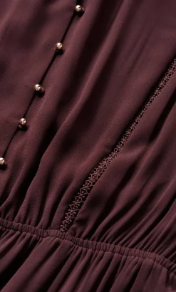 Yasmine Long Sleeve Maxi Dress - choc cherry