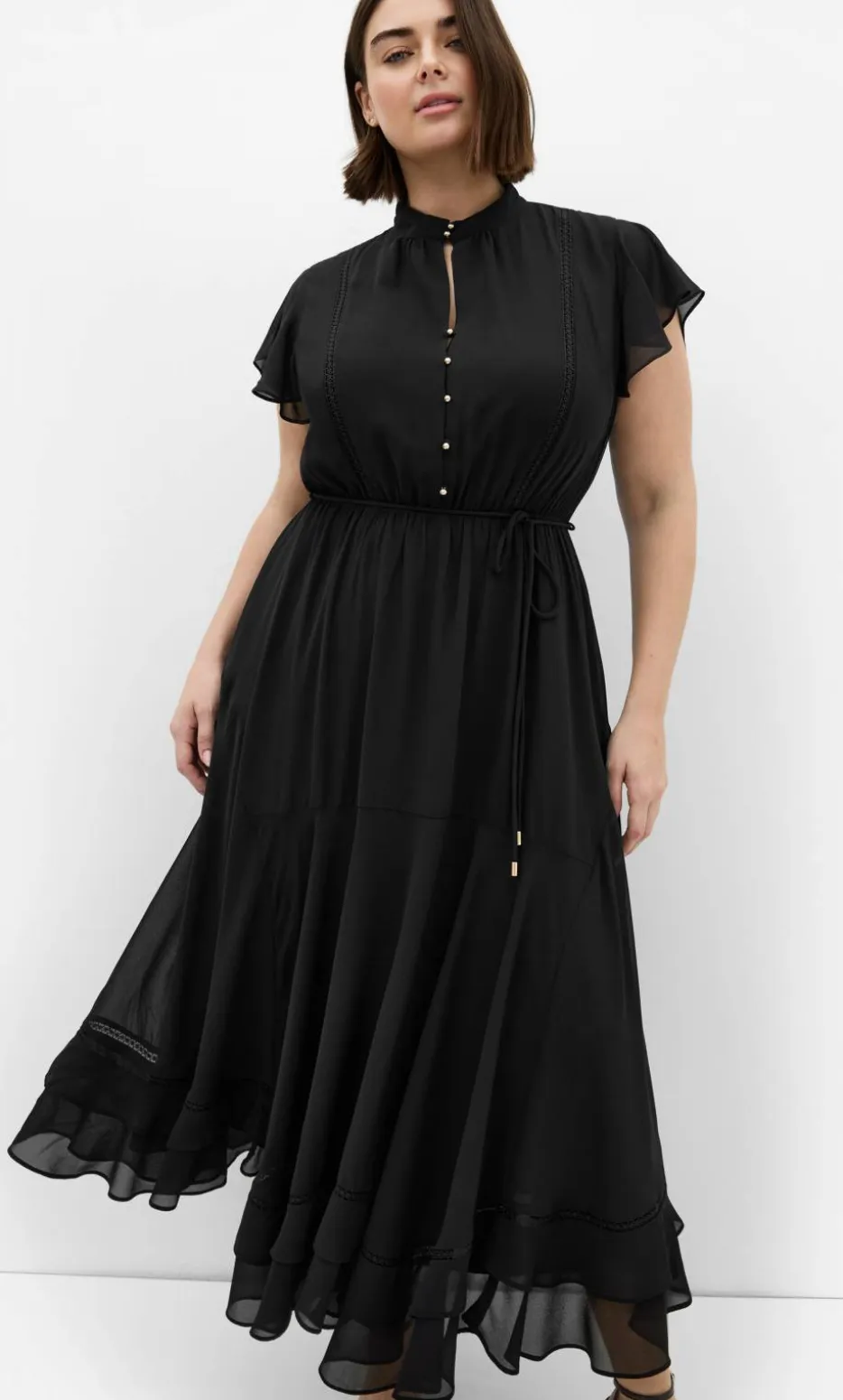 Yasmine Short Sleeve Maxi Dress - black