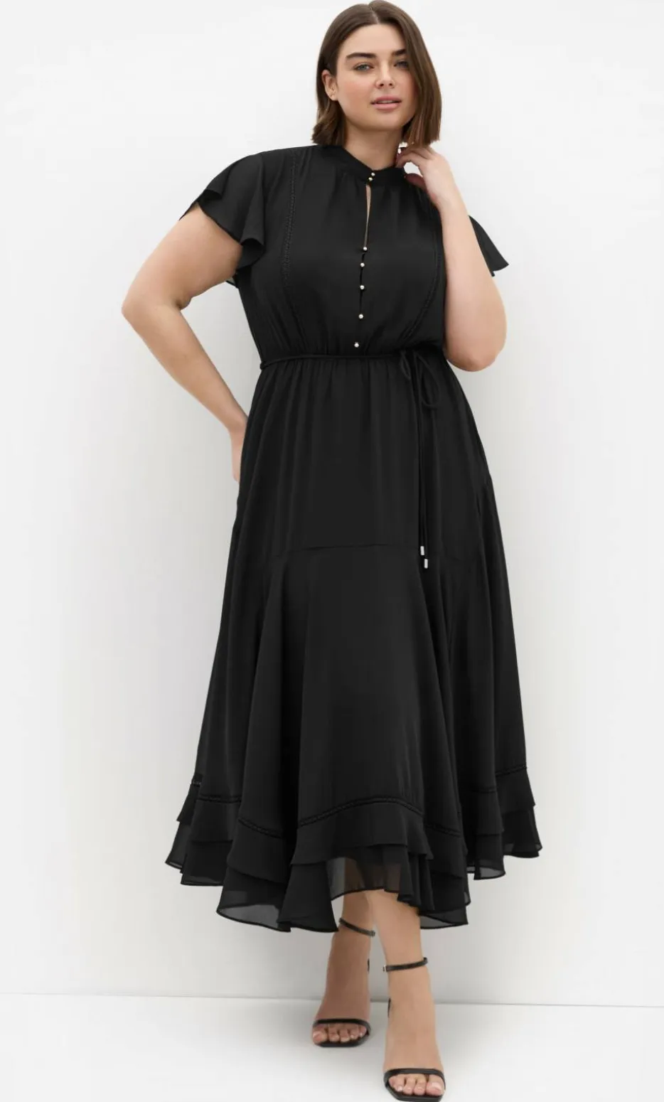 Yasmine Short Sleeve Maxi Dress - black