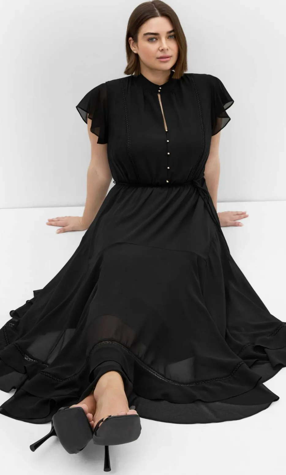 Yasmine Short Sleeve Maxi Dress - black