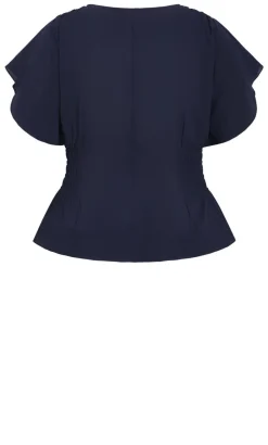 Zara Flutter Top - navy