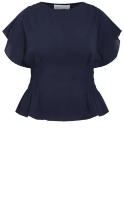 Zara Flutter Top - navy