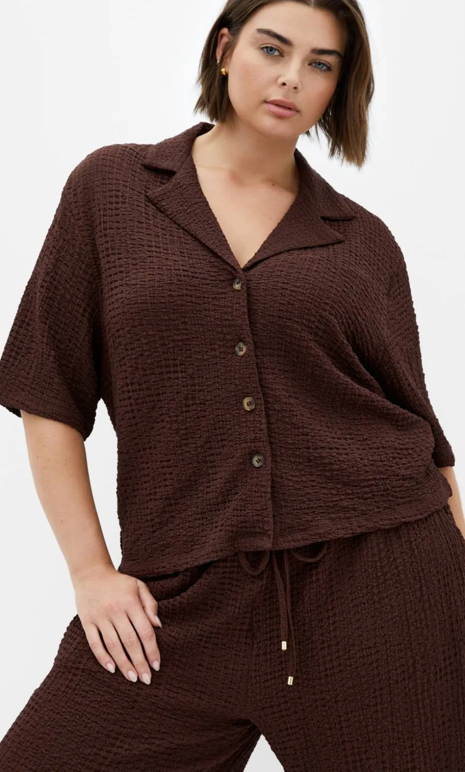 Zoie Button Up Shirt - chocolate