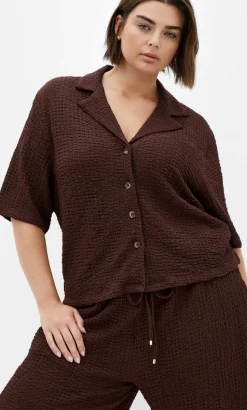 Zoie Button Up Shirt - chocolate